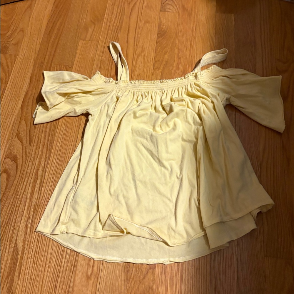 We The Free Light Yellow Off-Shoulder Blouse